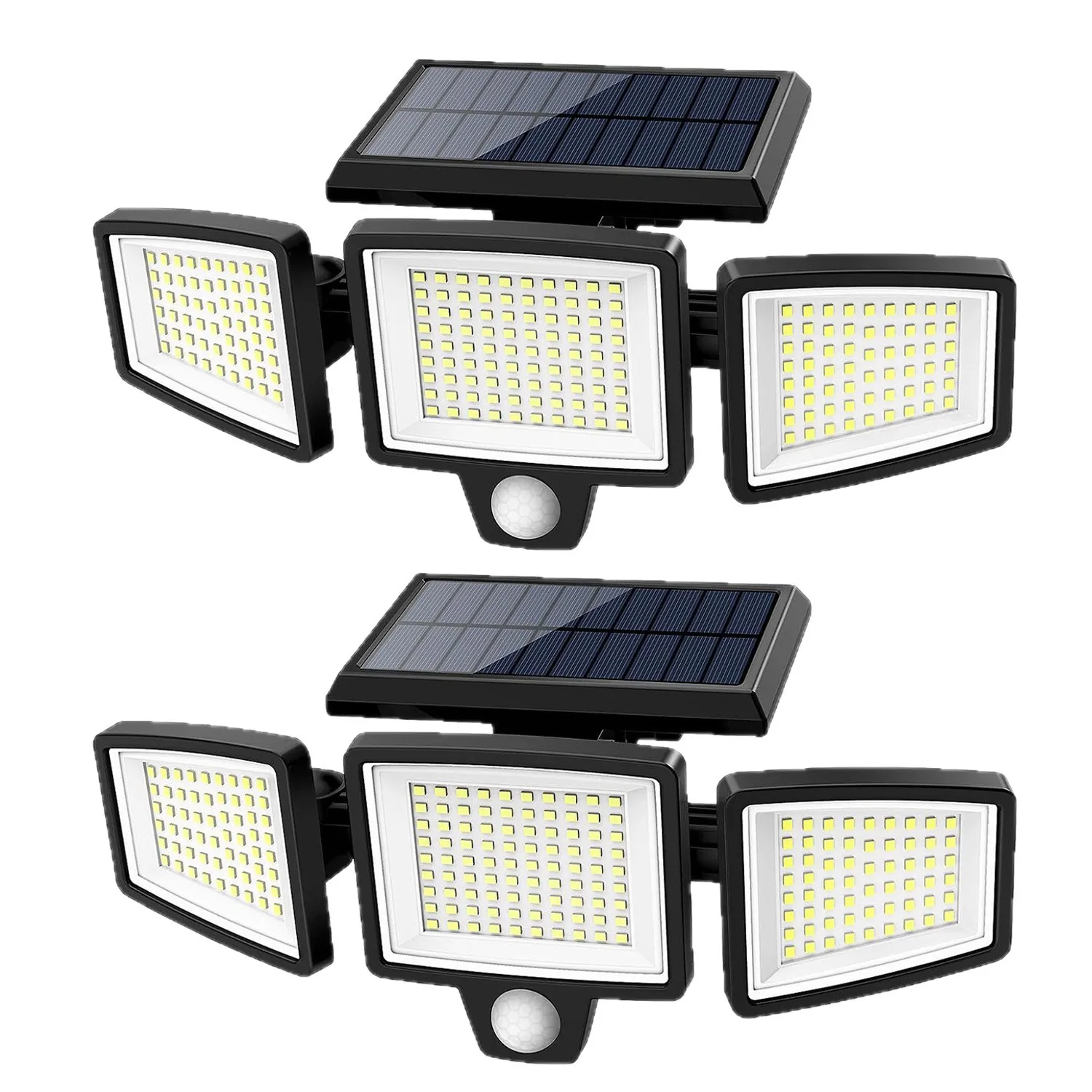 Three-head solar sensor flood light