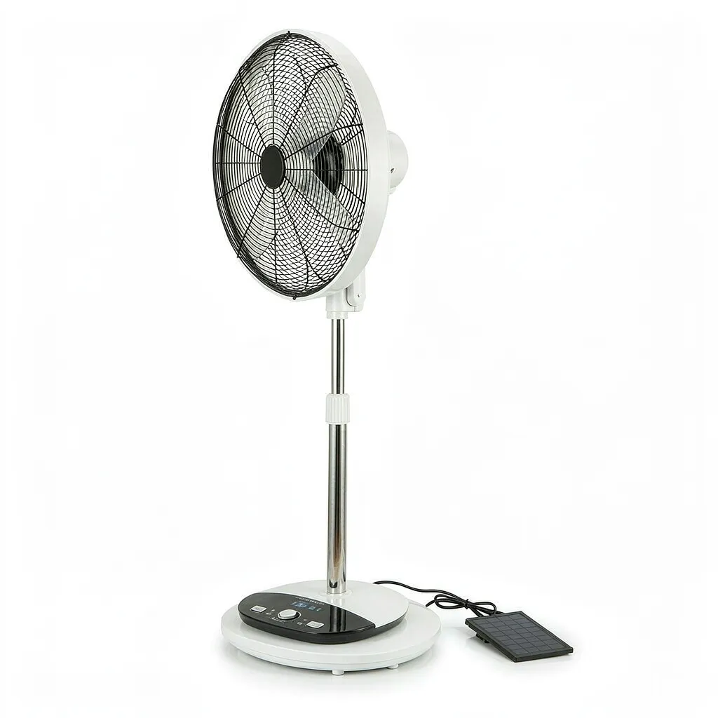 Solar AC/DC oscillating floor fan